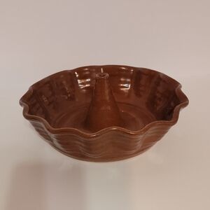 Hand Made Brown Ceramic Bundt Pan, S.C. 1997. Beautiful!